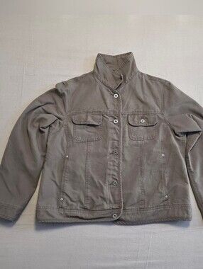 Dri Duck Jacket  Cotton Canvas Trucker Lined Chore Work Brown Womens Size L